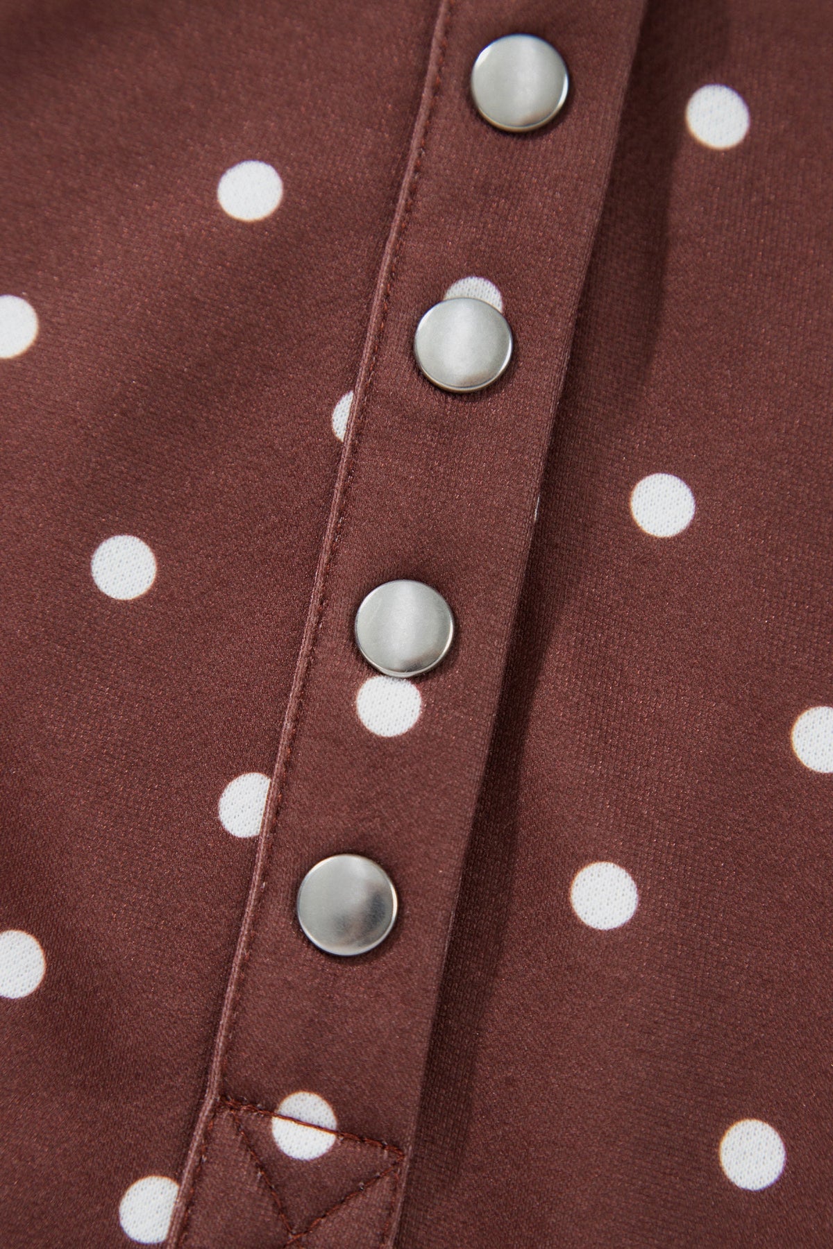 Pink Polka Dot Print Metal Button Collar Casual Pullover Sweatshirt