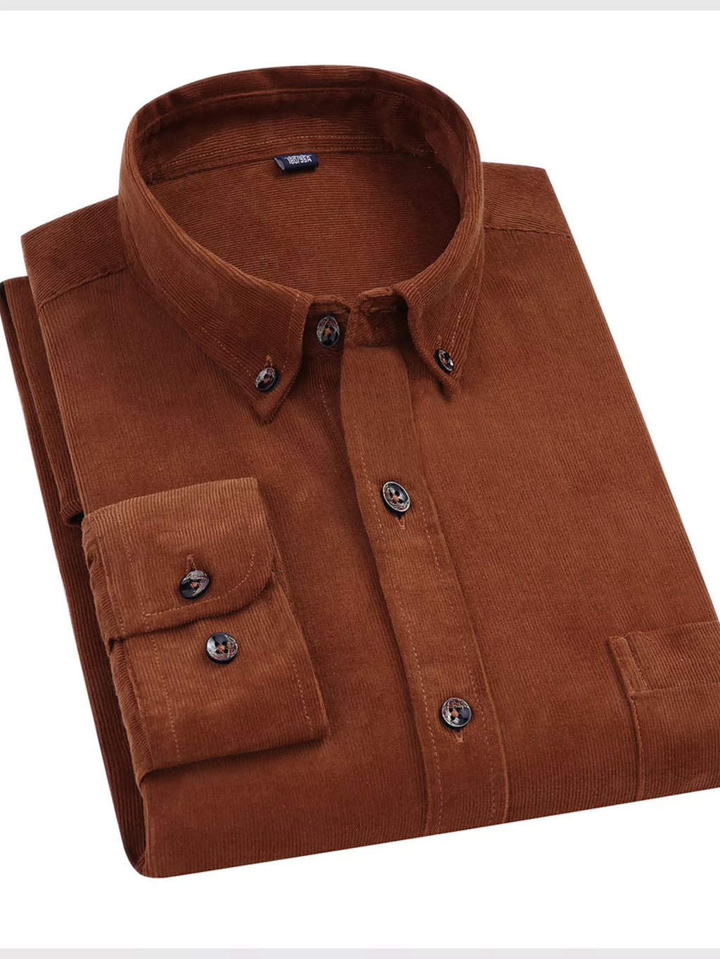 Men's Full Size Corduroy Long Sleeve Button-Down Shirt Plus Size
