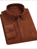 Men's Full Size Corduroy Long Sleeve Button-Down Shirt Plus Size