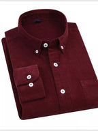 Men's Full Size Corduroy Long Sleeve Button-Down Shirt Plus Size