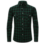 Classic Men's Plaid Shirt With Pockets - Long Sleeve Casual Button Down For Work & Outdoor