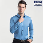 Elegant Business Formal Solid-color Long-sleeve Mens Shirt