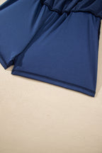 Navy Blue Long Sleeve Zip-Up Top Elastic Waist Skort Set