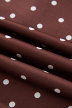Pink Polka Dot Print Metal Button Collar Casual Pullover Sweatshirt