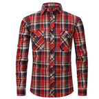 Classic Men's Plaid Shirt With Pockets - Long Sleeve Casual Button Down For Work & Outdoor