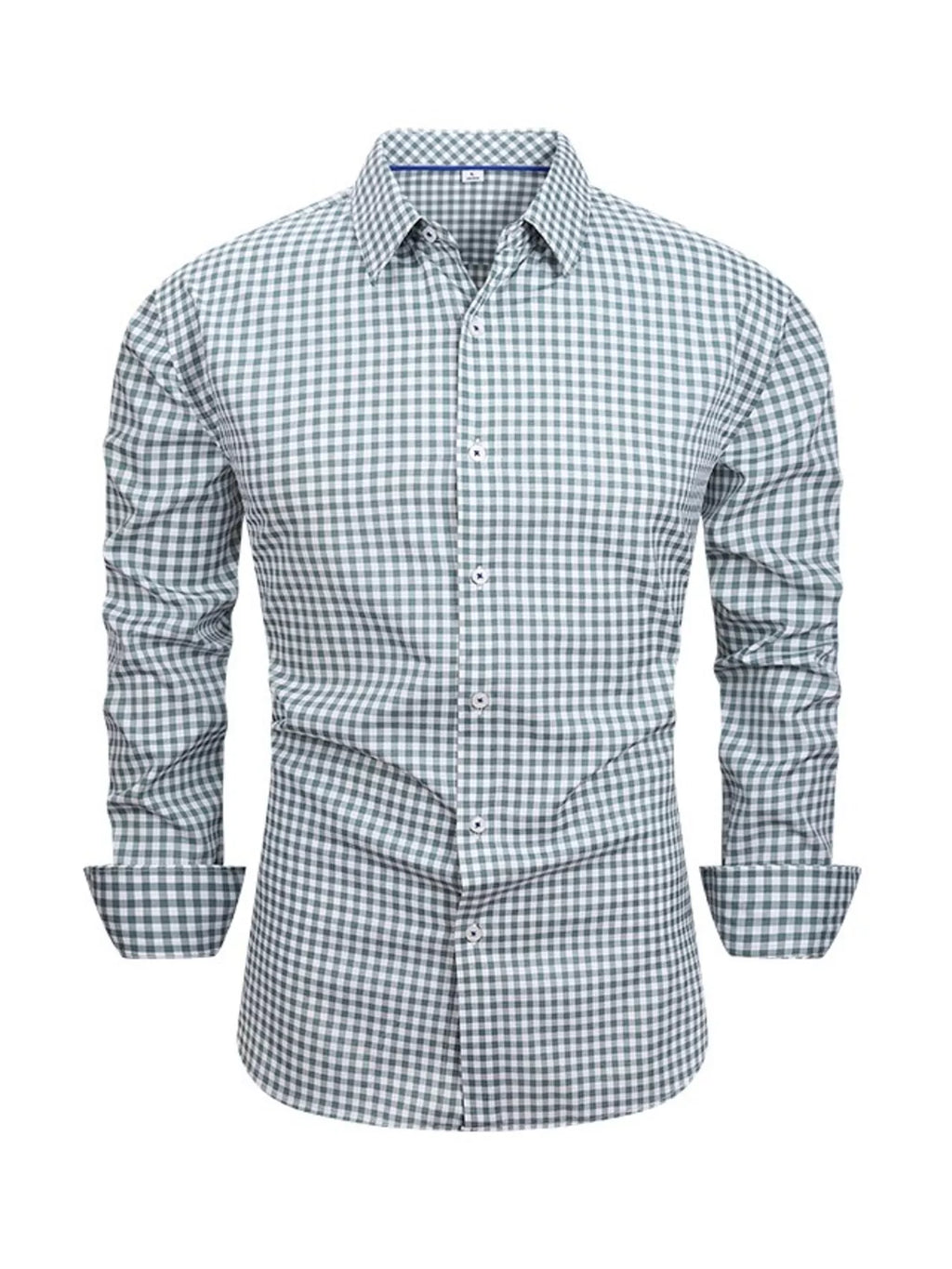 Men's Full Size Classic Fit Long Sleeve Gingham Shirt Plus Size