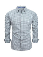 Men's Full Size Classic Fit Long Sleeve Gingham Shirt Plus Size