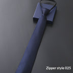 Mens Business Formal Zipper Tie With Blue Stripes