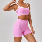Outdoor Sports Yoga Suits Women's Spaghetti Strap Contrast Color Fitness Set Outfits