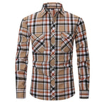 Classic Men's Plaid Shirt With Pockets - Long Sleeve Casual Button Down For Work & Outdoor