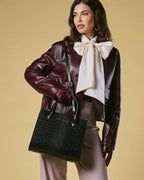 Patrizia (black) - Italian calf leather women's handbag (with shoulder strap)