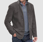 Men's Jacket Winter Stand Collar Button-up Coat Casual Blazer Outerwear Clothing