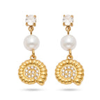 Bohemian Ocean Style High-quality Stainless Steel Seashell Shaped Pearl Earrings