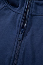Navy Blue Long Sleeve Zip-Up Top Elastic Waist Skort Set