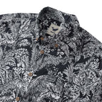Men's Hawaiian Shirt Black Parrot In The Jungle 100% Cotton Button Down By Amy