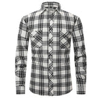 Classic Men's Plaid Shirt With Pockets - Long Sleeve Casual Button Down For Work & Outdoor