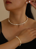 European And American Cross-Border Jewelry Three-Row Rhinestone Necklace Zircon Earrings Bracelet Elastic Ring Bridal Suit Dress Accessories