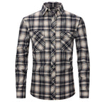 Classic Men's Plaid Shirt With Pockets - Long Sleeve Casual Button Down For Work & Outdoor