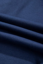 Navy Blue Long Sleeve Zip-Up Top Elastic Waist Skort Set