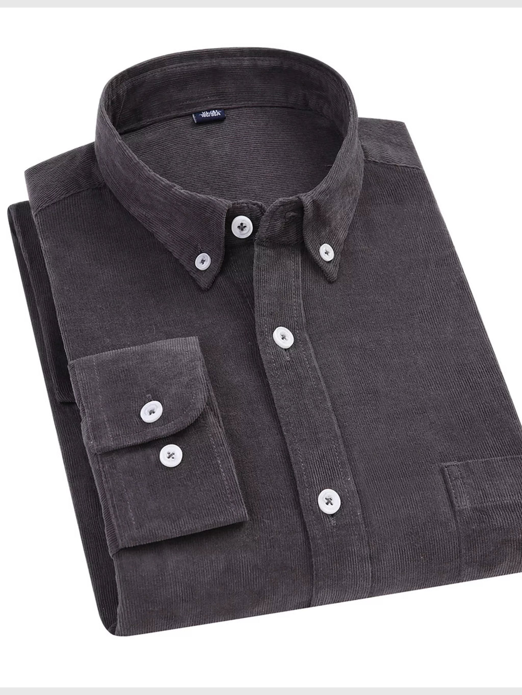 Men's Full Size Corduroy Long Sleeve Button-Down Shirt Plus Size