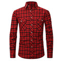 Classic Men's Plaid Shirt With Pockets - Long Sleeve Casual Button Down For Work & Outdoor
