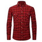 Classic Men's Plaid Shirt With Pockets - Long Sleeve Casual Button Down For Work & Outdoor