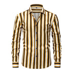 Mens Stretch Wrinkle-Free Digital-Print Plaid And Stripe Shirt