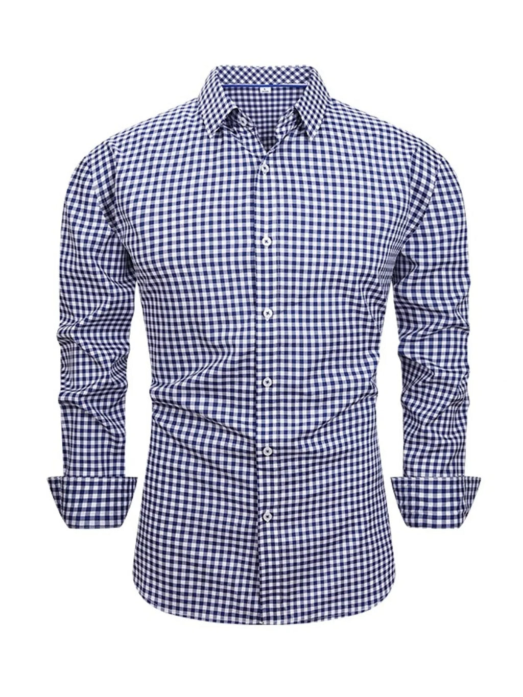 Men's Full Size Classic Fit Long Sleeve Gingham Shirt Plus Size