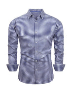 Men's Full Size Classic Fit Long Sleeve Gingham Shirt Plus Size