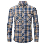 Classic Men's Plaid Shirt With Pockets - Long Sleeve Casual Button Down For Work & Outdoor
