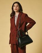 Zita (black) - Italian calf leather women's handbag (with shoulder strap)