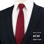 Mens Business Formal Zipper Tie With Blue Stripes