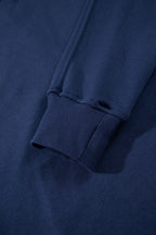 Navy Blue Long Sleeve Zip-Up Top Elastic Waist Skort Set