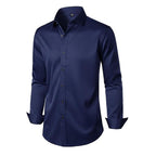 Elegant Business Formal Solid-color Long-sleeve Mens Shirt