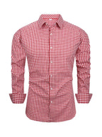Men's Full Size Classic Fit Long Sleeve Gingham Shirt Plus Size