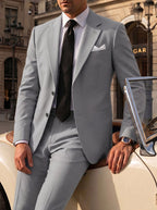 Mens Solid-Colored Business Gentleman Formal Suit With Long Trousers