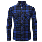 Classic Men's Plaid Shirt With Pockets - Long Sleeve Casual Button Down For Work & Outdoor