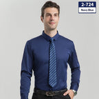 Elegant Business Formal Solid-color Long-sleeve Mens Shirt