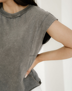 Mineral Wash Boxy Fit Cotton Tank Top - Gray