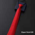 Mens Business Formal Zipper Tie With Blue Stripes