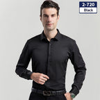 Elegant Business Formal Solid-color Long-sleeve Mens Shirt