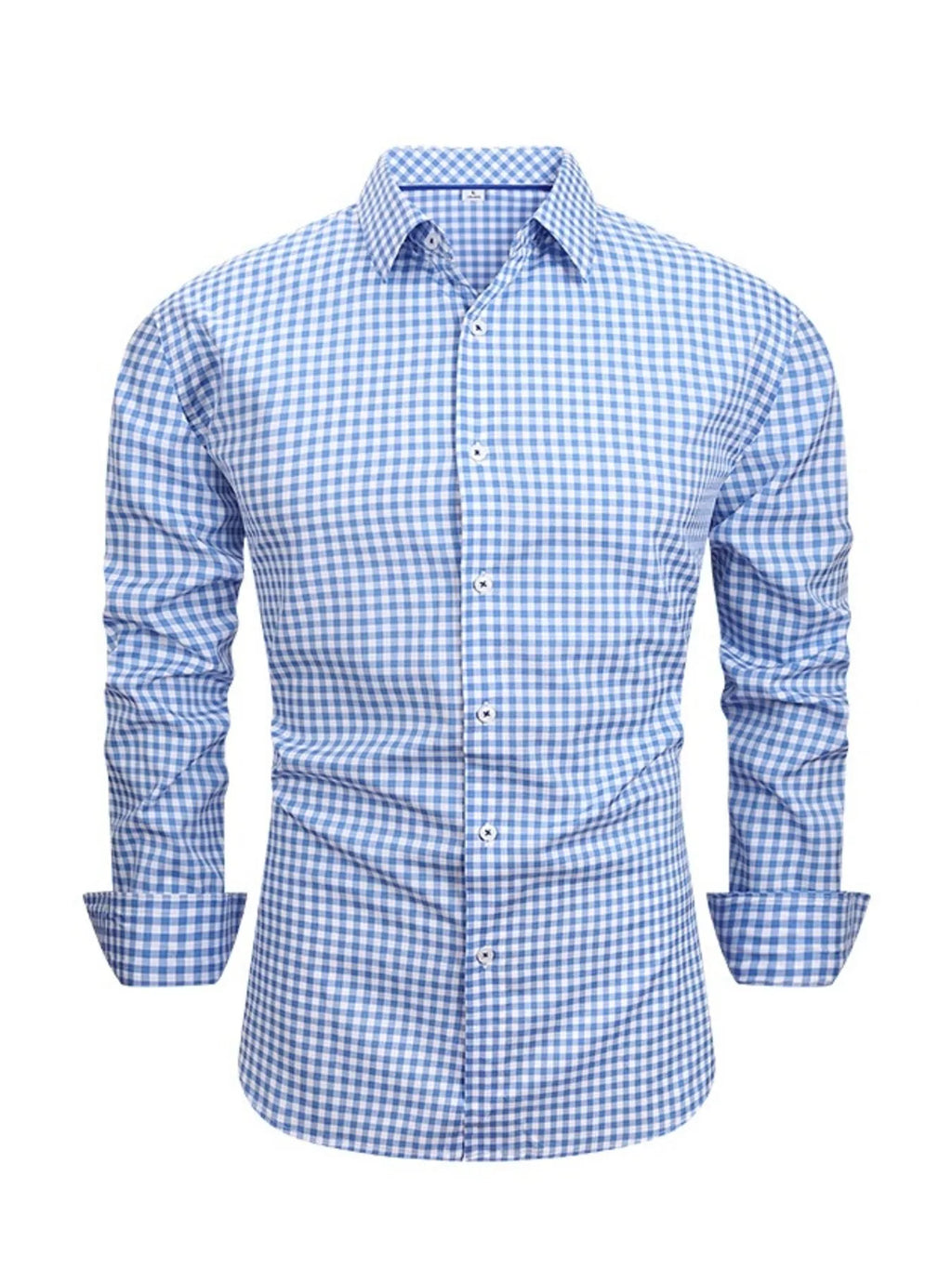 Men's Full Size Classic Fit Long Sleeve Gingham Shirt Plus Size