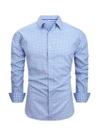 Men's Full Size Classic Fit Long Sleeve Gingham Shirt Plus Size