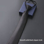 Mens Business Formal Zipper Tie With Blue Stripes