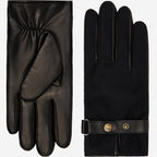 Fabrizio (black) – Tweed men's gloves with touchscreen capability and adjustable snap button