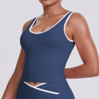 Tight Nude Feel Contrast Color Sports Back Shaping Women Backless Yoga Vest Tennis Workout Clothes Outer Wear Sports Top