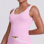 Tight Nude Feel Contrast Color Sports Back Shaping Women Backless Yoga Vest Tennis Workout Clothes Outer Wear Sports Top