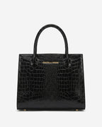 Patrizia (black) - Italian calf leather women's handbag (with shoulder strap)
