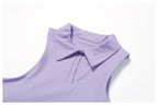 Outdoor Breathable Golf Wear Tennis Sport Sets Women Turn Down Collar Sleeveless Top Short 2 in 1 Skirt Running Fitness Set