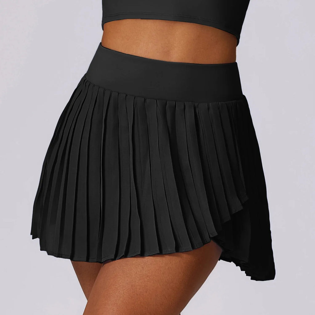Outdoor Breathable Golf Wear Tennis Sport Sets Women Turn Down Collar Sleeveless Top Short 2 in 1 Skirt Running Fitness Set